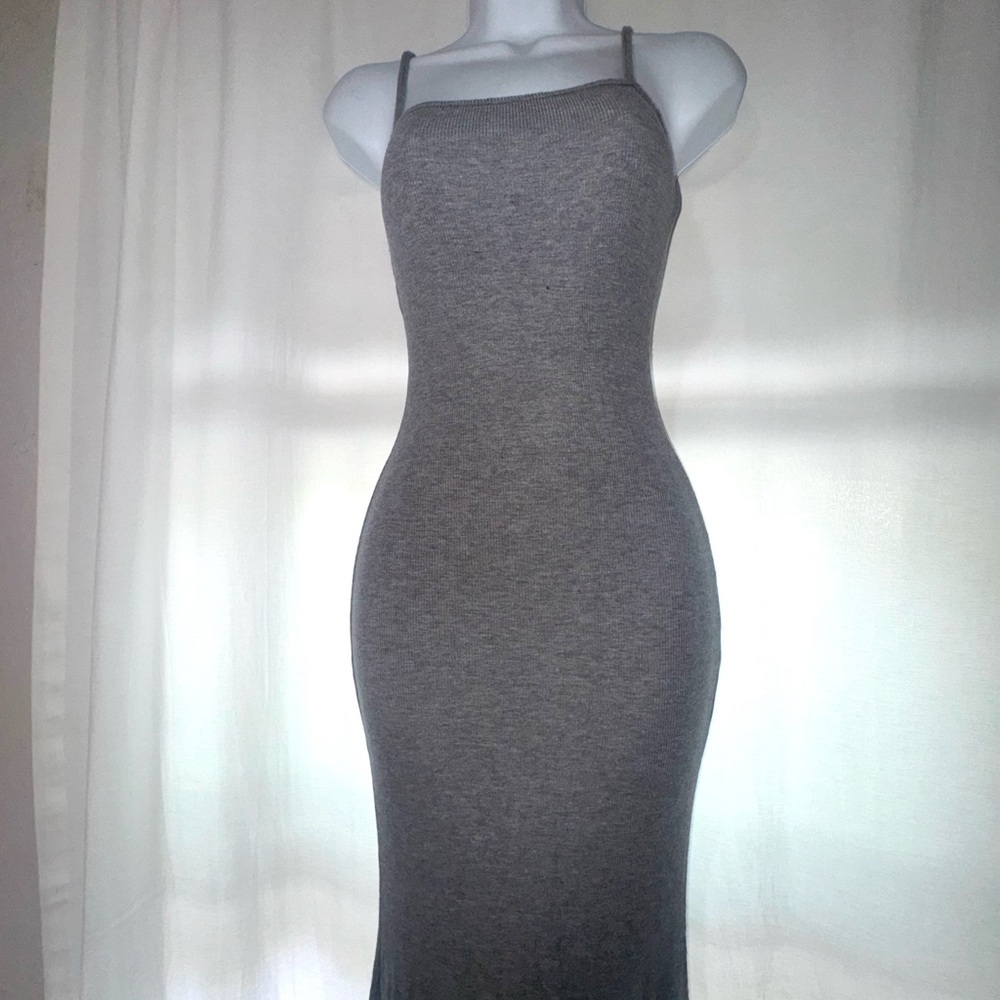 SKIMS Ribbed StretchyGray Maxi Dress Medium - Picture 4 of 11